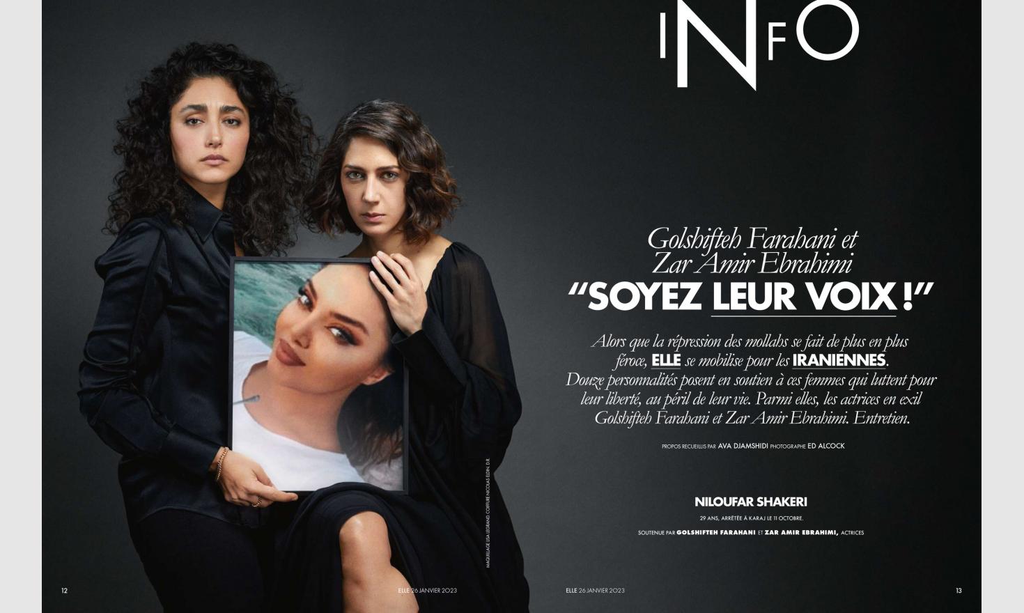 Golshifteh Farahani and Zar Amir Ebrahimi © Ed Alcock / MYOP for ELLE