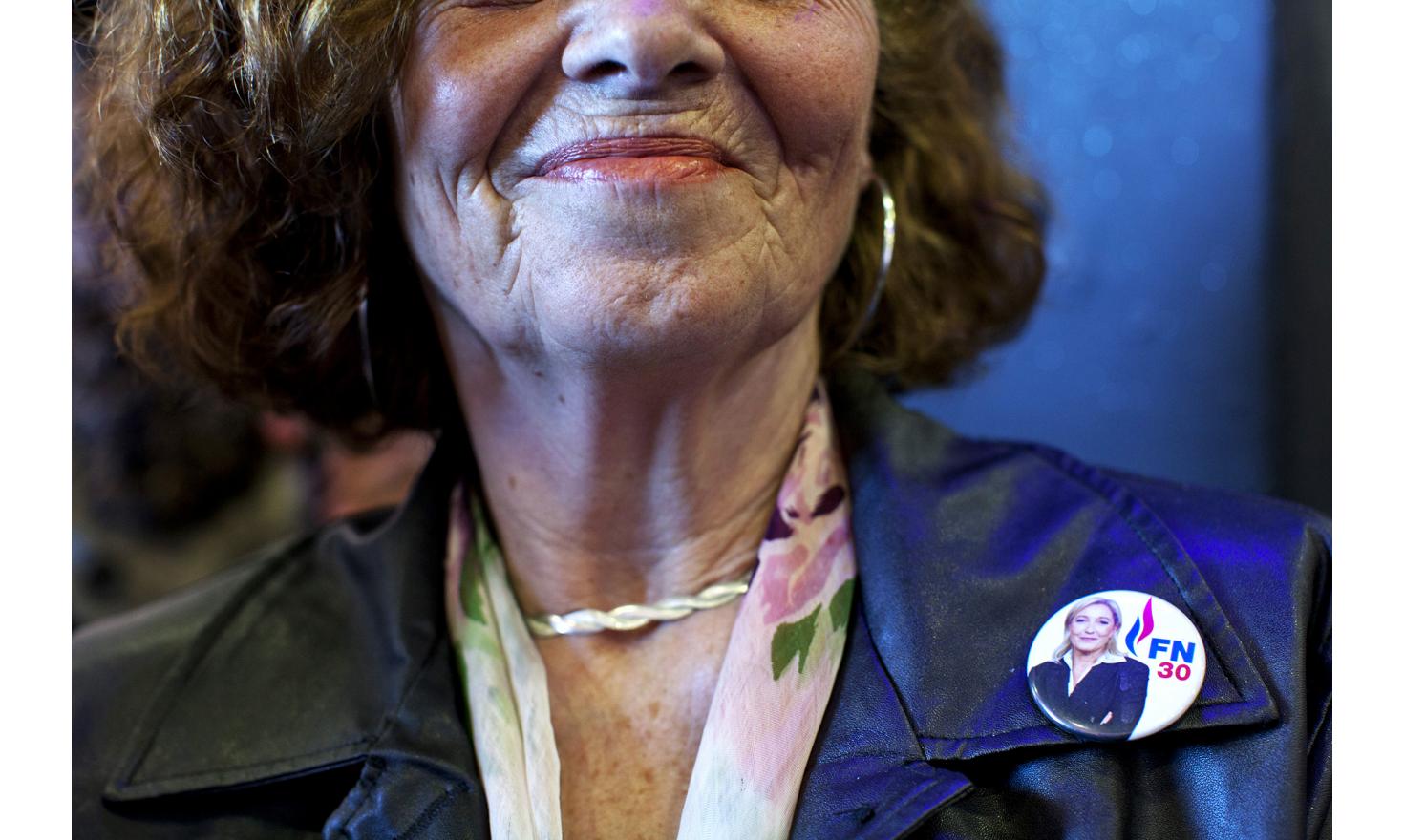 Beaucaire, February 22, 2014. Activist during marine Le Pen's meeting with David Sanchez
