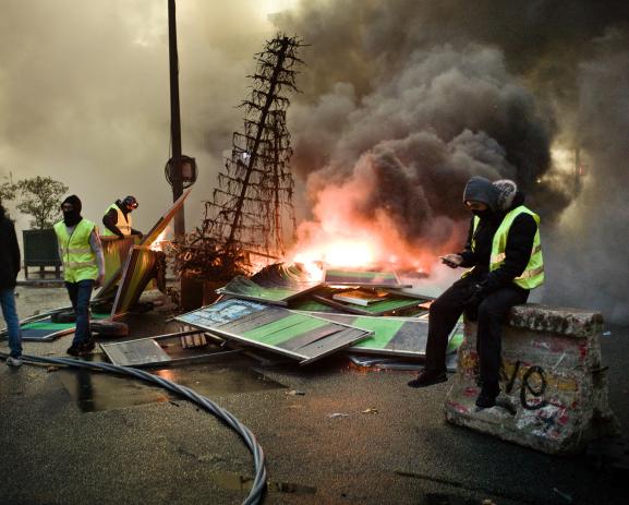 Yellow Vests Demonstration in Paris on December 1st. Boulevard des Capucines.